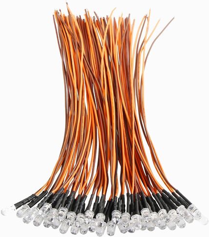 Juasky 120 قطعة صمام ثنائي LED سلكي مسبقًا 5 مم، 12 فولت مجموعة صمامات ثنائية باعثة للضوء أبيض أحمر أزرق أخضر أصفر برتقالي in Saudi Arabia