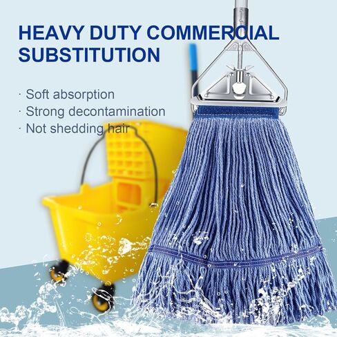 استبدال رأس الممسحة التجارية، سلسلة نهاية حلقات من القطن الأخضر، إعادة تعبئة استبدال رأس الممسحة الصناعية الرطبة، يمكن غسلها في الغسالة - إعادة تعبئة مثالية للمماسح التجارية (عبوة من 3 قطع) in Kuwait