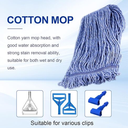 استبدال رأس الممسحة التجارية، سلسلة نهاية حلقات من القطن الأخضر، إعادة تعبئة استبدال رأس الممسحة الصناعية الرطبة، يمكن غسلها في الغسالة - إعادة تعبئة مثالية للمماسح التجارية (عبوة من 3 قطع) in Kuwait