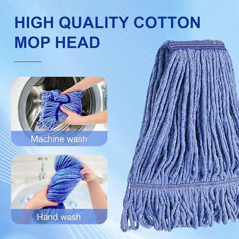 استبدال رأس الممسحة التجارية، سلسلة نهاية حلقات من القطن الأخضر، إعادة تعبئة استبدال رأس الممسحة الصناعية الرطبة، يمكن غسلها في الغسالة - إعادة تعبئة مثالية للمماسح التجارية (عبوة من 3 قطع) in Kuwait