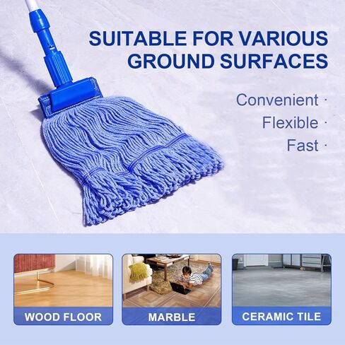 استبدال رأس الممسحة التجارية، سلسلة نهاية حلقات من القطن الأخضر، إعادة تعبئة استبدال رأس الممسحة الصناعية الرطبة، يمكن غسلها في الغسالة - إعادة تعبئة مثالية للمماسح التجارية (عبوة من 3 قطع) in Kuwait