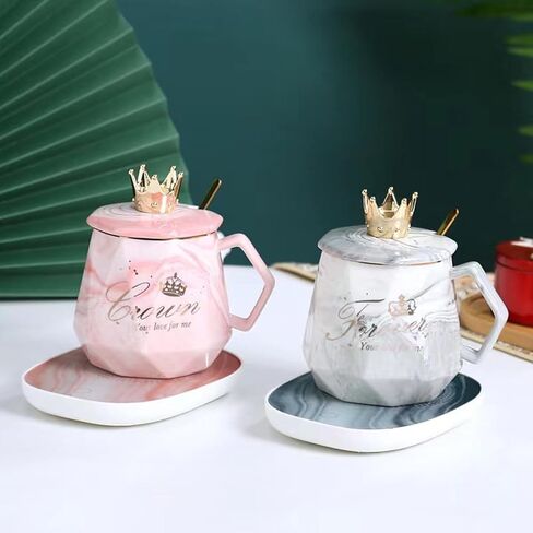 Coffee Mug Warmer with Mug Set,Smart Coffee Warmer for Desk with Auto Shut Off,Electric Beverage Cup Warmer for Desk Home Office Use (Crown Pink) in Saudi Arabia