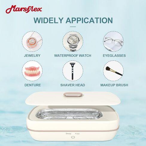 آلة تنظيف المجوهرات بالموجات فوق الصوتية Marsflex، 47 كيلو هرتز، آلة تنظيف المجوهرات المحمولة بالموجات فوق الصوتية مع وضعين 350 مل للنظارات المنزلية، حلقات العملات المعدنية، ساعات الأسنان، القلائد، الأقراط، فرشاة الأسنان in Kuwait