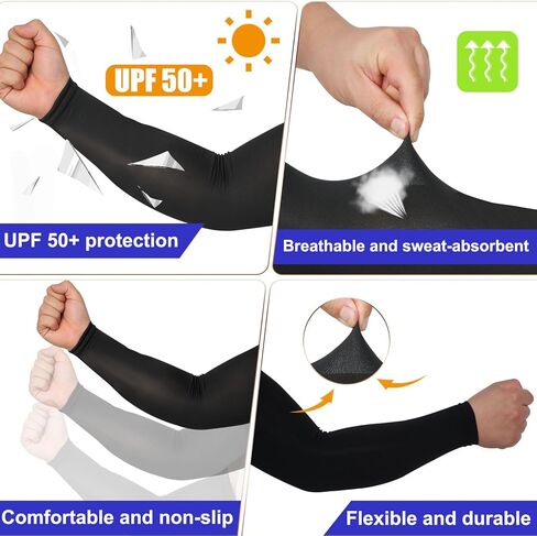 10 أزواج من Vinsatin للحماية من أشعة الشمس فوق البنفسجية وأكمام ذراع تبريد بدون خياطة وأكمام ضغط صيفية للرجال والنساء in Kuwait