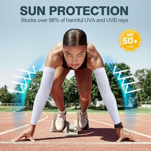 Rescoto 2 Pairs UV Protection Cooling Arm Sleeves Compression Sun Sleeves for Men Women Youth, Tattoo Cover Up, UPF 50 in Saudi Arabia