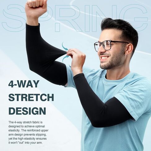Rescoto 2 Pairs UV Protection Cooling Arm Sleeves Compression Sun Sleeves for Men Women Youth, Tattoo Cover Up, UPF 50 in Saudi Arabia