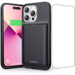 Pxwaxpy Battery Case for iPhone 14/13/13 Pro (6.1 Inch), [2024 Upgraded] Ultra-Slim 7500mAh Portable Extended Charger Case Cover for iPhone 14, iPhone 13, iPhone 13Pro Charging Case (Black) in Kuwait