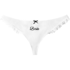 Bride Thong,S/M/L Lace Ruffle Embroidered Thong,Bride Panties,Bridal Bachelorette Bridesmaid for Brides Gift in Saudi Arabia
