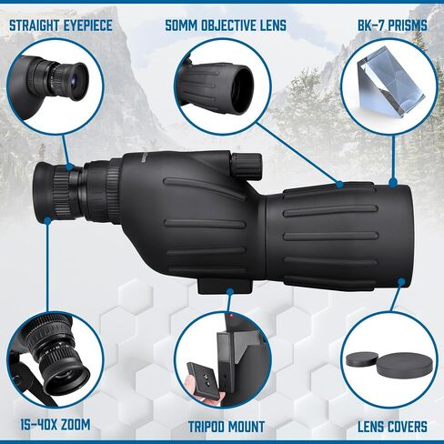 Barska Colorado 15-40X50 Straight Compact Spotting Scope - for Birding, Hunting, Observation, Target Shooting, Astronomy, Sports in Kuwait