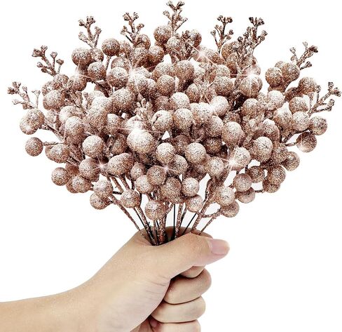 16 Pieces Artificial Glitter Berries Stems, 9Inch Frosted Christmas Picks Berry Sprays Twig Glitter Holly Berry Branches for Xmas Tree Fillers Ornaments, Wreath, Crafts, Home Holiday Decor (Black) in Kuwait