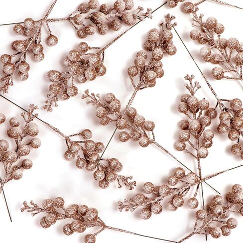 16 Pieces Artificial Glitter Berries Stems, 9Inch Frosted Christmas Picks Berry Sprays Twig Glitter Holly Berry Branches for Xmas Tree Fillers Ornaments, Wreath, Crafts, Home Holiday Decor (Black) in Kuwait