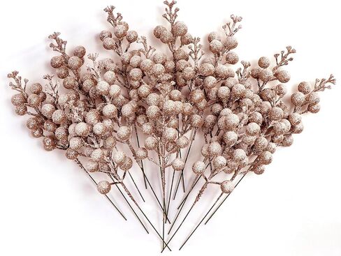16 Pieces Artificial Glitter Berries Stems, 9Inch Frosted Christmas Picks Berry Sprays Twig Glitter Holly Berry Branches for Xmas Tree Fillers Ornaments, Wreath, Crafts, Home Holiday Decor (Black) in Kuwait