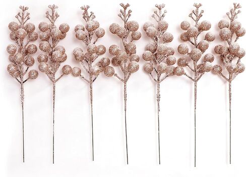 16 Pieces Artificial Glitter Berries Stems, 9Inch Frosted Christmas Picks Berry Sprays Twig Glitter Holly Berry Branches for Xmas Tree Fillers Ornaments, Wreath, Crafts, Home Holiday Decor (Black) in Kuwait