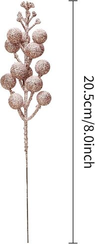 16 Pieces Artificial Glitter Berries Stems, 9Inch Frosted Christmas Picks Berry Sprays Twig Glitter Holly Berry Branches for Xmas Tree Fillers Ornaments, Wreath, Crafts, Home Holiday Decor (Black) in Kuwait