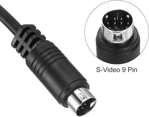 Generic S كابل فيديو 6.6 قدم، Mini DIN 9 Pin S-Video Cable ذكر إلى ذكر مطلي بالذهب موصل نقل لشاشة استقبال التلفزيون S-VHS VCR DVD in Saudi Arabia
