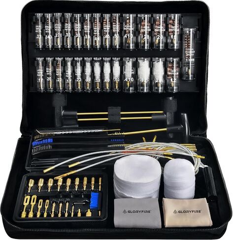 GLORYFIRE Gun Cleaning Kit مسدس مسدس مجموعة تنظيف المسدس لجميع البنادق مع فرش نحاسية متطورة، مماسح، خناقات، قضبان معززة ومطولة وثعبان وحبال تنظيف البندقية in Kuwait