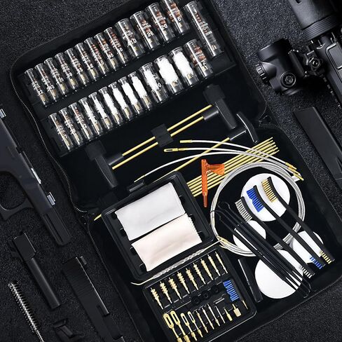 GLORYFIRE Gun Cleaning Kit مسدس مسدس مجموعة تنظيف المسدس لجميع البنادق مع فرش نحاسية متطورة، مماسح، خناقات، قضبان معززة ومطولة وثعبان وحبال تنظيف البندقية in Kuwait