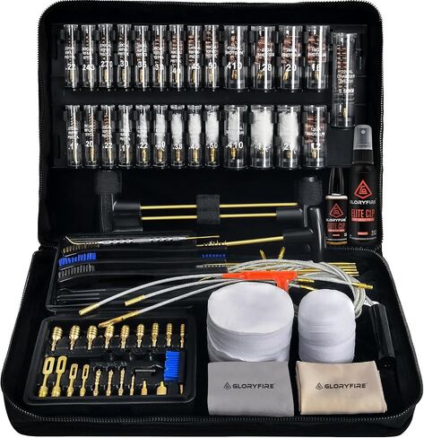 GLORYFIRE Gun Cleaning Kit مسدس مسدس مجموعة تنظيف المسدس لجميع البنادق مع فرش نحاسية متطورة، مماسح، خناقات، قضبان معززة ومطولة وثعبان وحبال تنظيف البندقية in Kuwait
