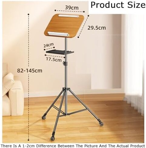 Adjustable Floor Stand with Brake Wheels for Music Sheets, Recipes, and Textbooks, Height Customizable for e Use in Saudi Arabia
