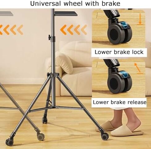 Adjustable Floor Stand with Brake Wheels for Music Sheets, Recipes, and Textbooks, Height Customizable for e Use in Saudi Arabia