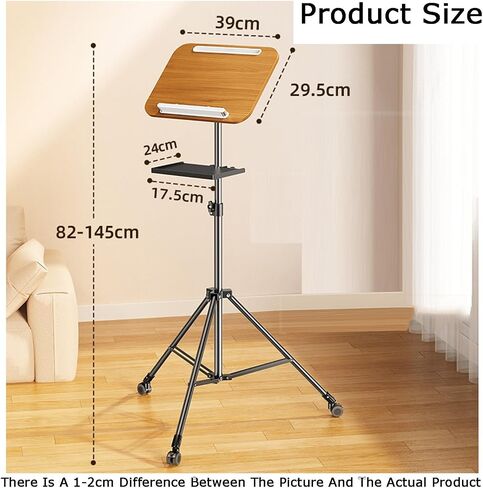 Adjustable Floor Stand with Brake Wheels for Music Sheets, Recipes, and Textbooks, Height Customizable for e Use in Saudi Arabia