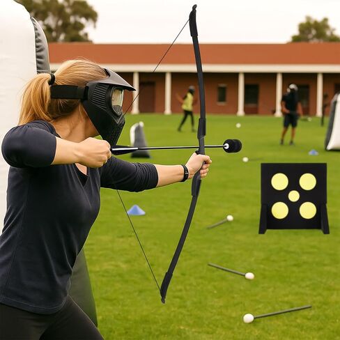 Bow Arrow Set Archery Bow Game with Foam Tipped Arrows & Pop Out Target for Safe Archery Combat LARP Shooting Outdoor Camping for Adult from Beginner to Advanced in Saudi Arabia
