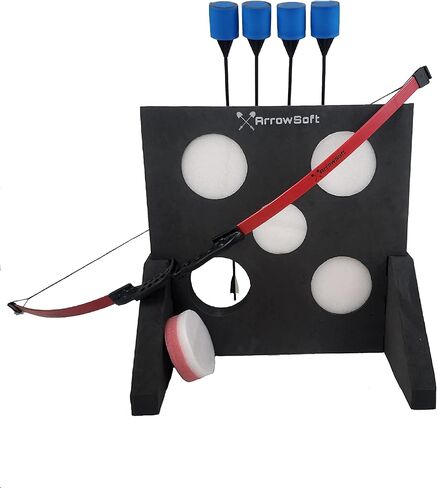 مجموعة الرماية للمبتدئين من ArrowSoft للأطفال - قوس للشباب مع هدف منبثق و4 أسهم إسفنجية in Kuwait