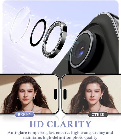 واقي عدسة الكاميرا BERFY لهاتف iPhone 17 Pro/17 Pro Max، حلقة معدنية من سبائك الألومنيوم اللامعة، ملحقات واقي شاشة غطاء الكاميرا من الزجاج المقوى 9H، مضاد للخدش، صديق للحافظة، برتقالي in Kuwait