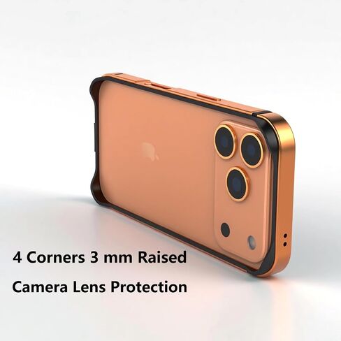for iPhone 17 Pro Max Bumper Case Metal, No Back Design Compatible with MagSafe, Aluminum Alloy + TPU Bumper Frame Slim Fit Excellent Heat Dissipation 4 Corner Raised Shockproof (Orange) in Saudi Arabia