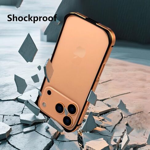 for iPhone 17 Pro Max Bumper Case Metal, No Back Design Compatible with MagSafe, Aluminum Alloy + TPU Bumper Frame Slim Fit Excellent Heat Dissipation 4 Corner Raised Shockproof (Orange) in Saudi Arabia