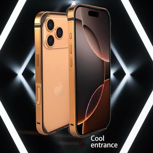 for iPhone 17 Pro Max Bumper Case Metal, No Back Design Compatible with MagSafe, Aluminum Alloy + TPU Bumper Frame Slim Fit Excellent Heat Dissipation 4 Corner Raised Shockproof (Orange) in Saudi Arabia