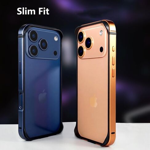 for iPhone 17 Pro Max Bumper Case Metal, No Back Design Compatible with MagSafe, Aluminum Alloy + TPU Bumper Frame Slim Fit Excellent Heat Dissipation 4 Corner Raised Shockproof (Orange) in Saudi Arabia
