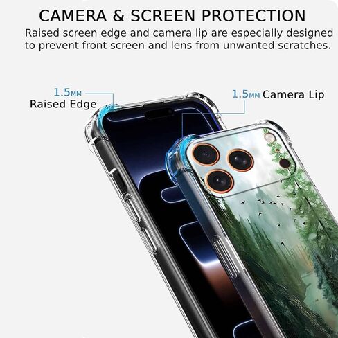 حافظة لهاتف iPhone 17 Pro بتصميم غابة، ونمط مناظر طبيعية جميلة للجبال والطيور، وغطاء هاتف ناعم من مادة TPU (17pro، خشب) in Kuwait