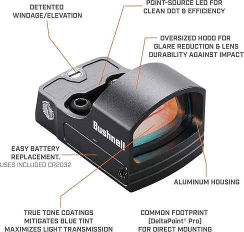 Bushnell RXS100 Reflex Sight, Red Dot Sight with 4 MOA and 8 Brightness Settings, Durable with Long Battery Life in Saudi Arabia
