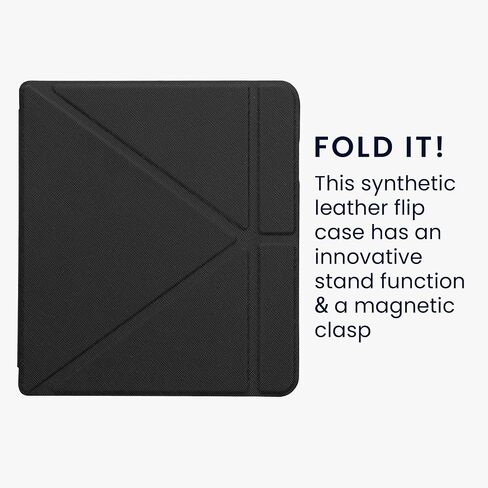 kwmobile Origami Case Compatible with Kobo Sage Case - Slim PU Leather Cover with Stand - Black in Saudi Arabia