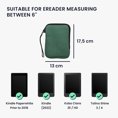 kwmobile Canvas Protective Cover Compatible with 6" eReader Cover - Canvas Cover for e-Reader with Zip - Orange in Saudi Arabia