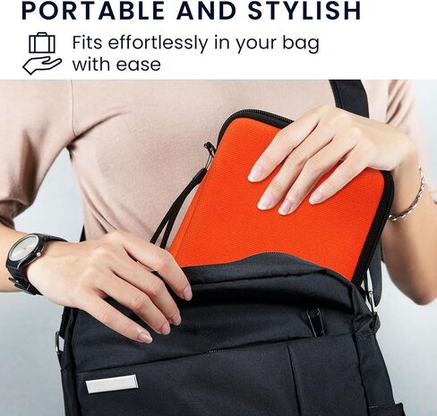kwmobile Canvas Protective Cover Compatible with 6" eReader Cover - Canvas Cover for e-Reader with Zip - Orange in Saudi Arabia