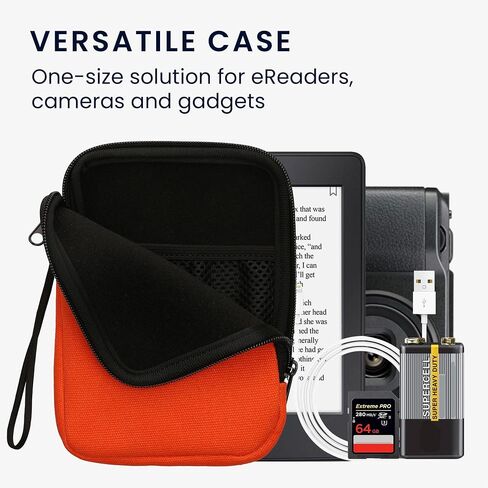kwmobile Canvas Protective Cover Compatible with 6" eReader Cover - Canvas Cover for e-Reader with Zip - Orange in Saudi Arabia