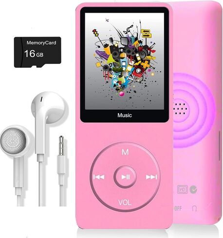 MP3 Player, Music Player with 16GB Micro SD Card, Build-in Speaker/Photo/Video Play/FM Radio/Voice Recorder/E-Book Reader, Supports up to 128GB (Dark Blue) in Saudi Arabia