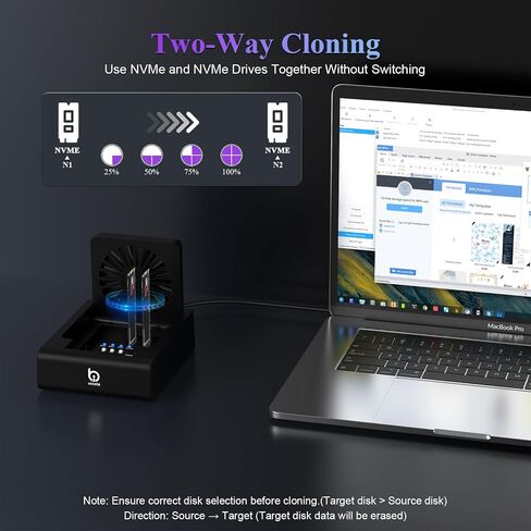 M.2 NVMe & SATA HDD Docking Station, Offline Cloning, Cooling Fan in Saudi Arabia