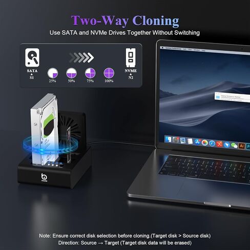 M.2 NVMe & SATA HDD Docking Station, Offline Cloning, Cooling Fan in Saudi Arabia
