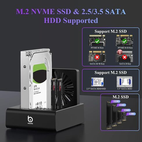 M.2 NVMe & SATA HDD Docking Station, Offline Cloning, Cooling Fan in Saudi Arabia