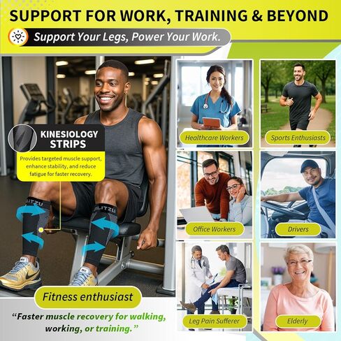 Calf Compression Sleeves for Men Women. Footless Compression Socks Without Feet . Shin Splints, Varicose Vein Treatment for Legs & Pain Relief. Calf Braces, Splints & Supports. Best Wide leg compression sleeve for Running Nurse Pregnant Pregnancy in Kuwait