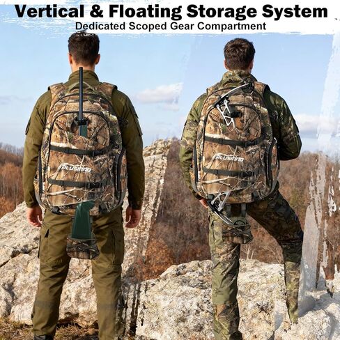 PLUSINNO Hunting Backpack for Hunting Essentials, 45L Waterproof Hunting Gear with Rain Cover, & Padded Scabbard Carry System For Deer Hunt Accessories, Hunt Gift For Men in Saudi Arabia