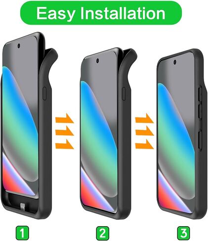 حافظة بطارية لهاتف Pixel 9/9 Pro، علبة شاحن قابلة لإعادة الشحن بقدرة 10000 مللي أمبير في الساعة مع شحن لاسلكي متوافق مع هاتف Pixel 9/9 Pro (6.3 بوصة) وغطاء شحن خارجي (أسود) in Kuwait