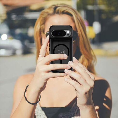 حافظة بطارية لهاتف Pixel 9/9 Pro، علبة شاحن قابلة لإعادة الشحن بقدرة 10000 مللي أمبير في الساعة مع شحن لاسلكي متوافق مع هاتف Pixel 9/9 Pro (6.3 بوصة) وغطاء شحن خارجي (أسود) in Kuwait