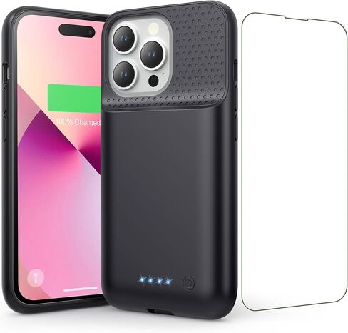Pxwaxpy Battery Case for iPhone 14/13/13 Pro (6.1 Inch), [2024 Upgraded] Ultra-Slim 7500mAh Portable Extended Charger Case Cover for iPhone 14, iPhone 13, iPhone 13Pro Charging Case (Black) in Kuwait