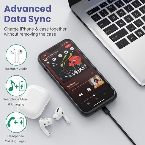 Pxwaxpy Battery Case for iPhone 14/13/13 Pro (6.1 Inch), [2024 Upgraded] Ultra-Slim 7500mAh Portable Extended Charger Case Cover for iPhone 14, iPhone 13, iPhone 13Pro Charging Case (Black) in Kuwait