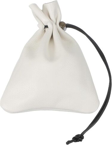 Uxcell 1 PCS Carphstring Bag ، محفظة عملة جلدية ، محفظة تغيير للنساء ، حقيبة جلدية للرجال ، للمجوهرات ، المفاتيح ، تخزين العملة المعدنية (الفضة) in Saudi Arabia