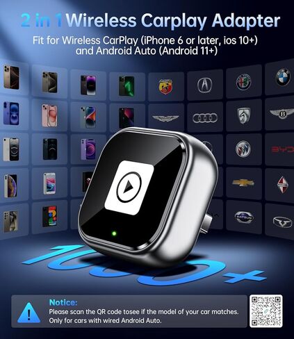 محول Carplay لاسلكي، CarPlay سلكي إلى لاسلكي، تصميم USB صغير لتشغيل السيارة وAndroid Auto، ترقية 2025 سهل الاستخدام، اتصال سريع ومستقر لهاتف iPhone (رمادي) in Kuwait